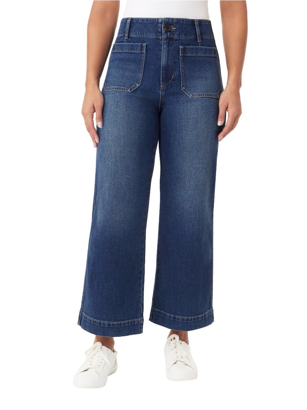 Scotch & Soda Women’s Wide Leg Jeans Dark Blue High Rise Crop Size 12
